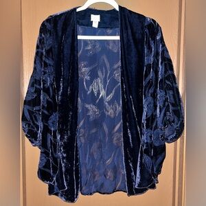 a new day Women's Velvet Kimono Cardigan - Navy Blue